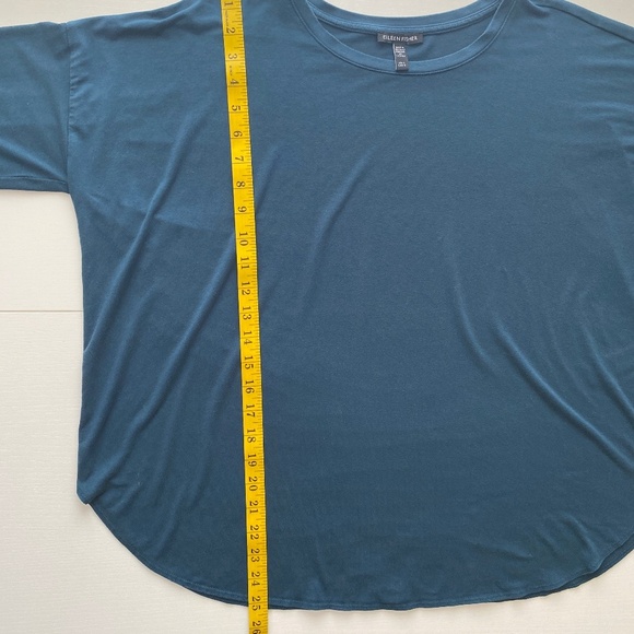 Eileen Fisher Fine Jersey Oversized Round Neck Top Alpine Green Size Large - Picture 9 of 11